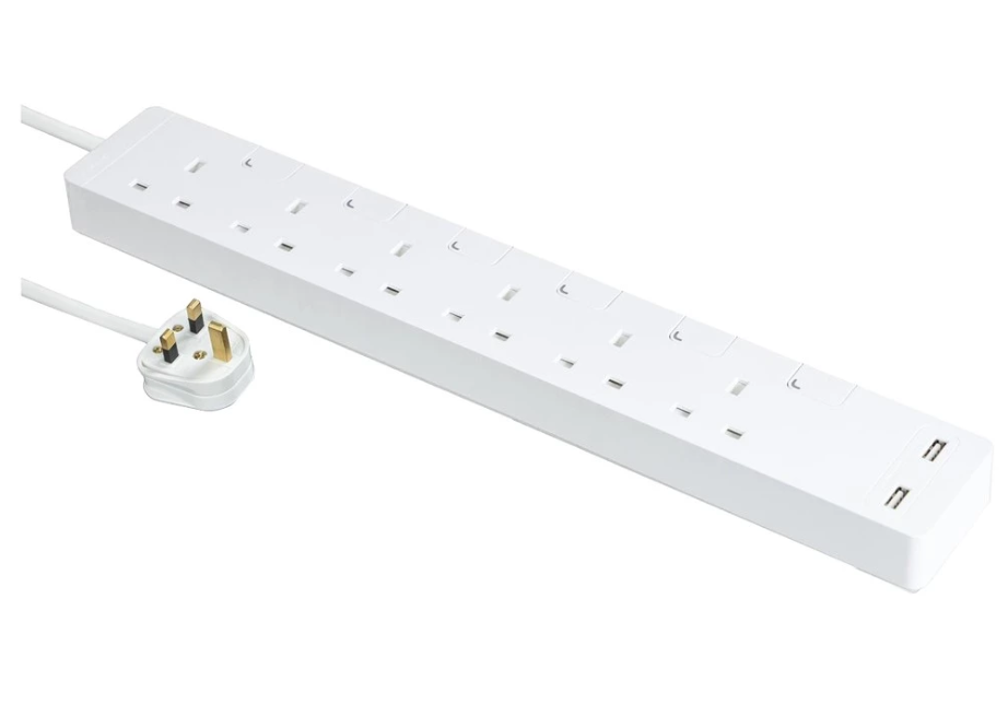 Schneider Electric AvatarOn 6G Extension Trailing Socket with Switch & USB, 3M