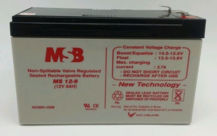 MSB 12V 9 Ah 9Ah Sealed Lead Acid Battery Bateri Suitable for Solar UPS n Other Back Up