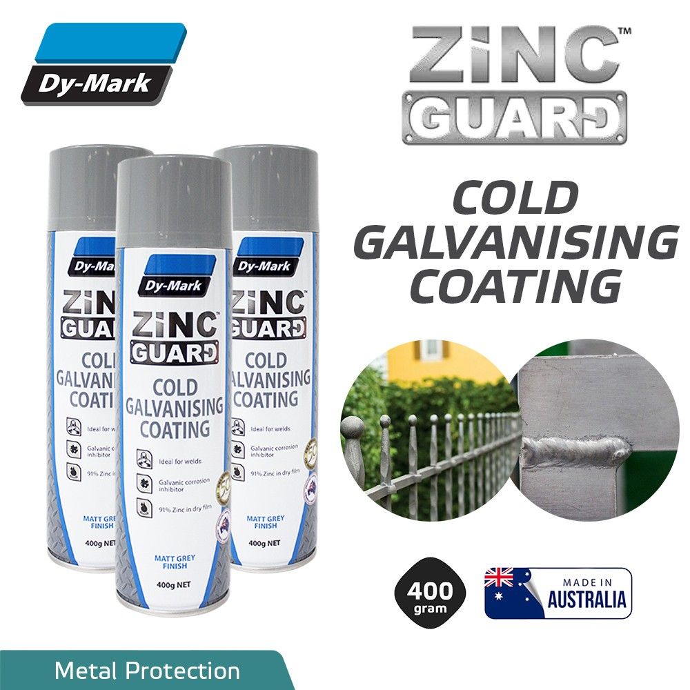 Dy-Mark Zinc Guard Cold Galvanising Coating Heavy Duty Corrosion Inhibitive Primer Matt Grey Finish 400G (Aerosol)