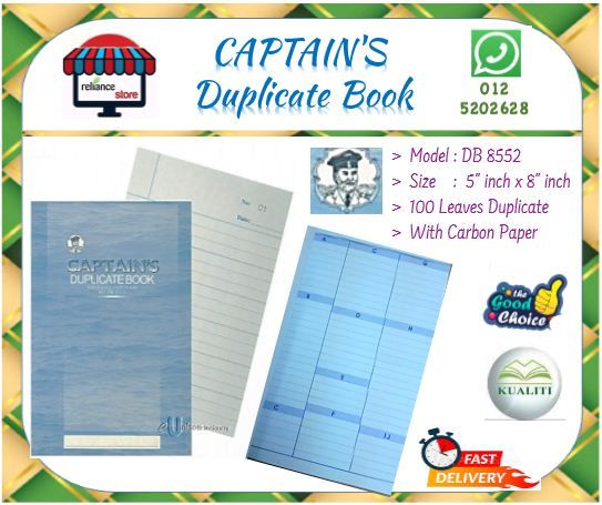 CAPTAIN'S Duplicate Book - 5 inci x 8 inci # DB-8552 # 100 Duplicate Leaves # Carbon Copy # RP0997 ( KTT : 1 Buku )