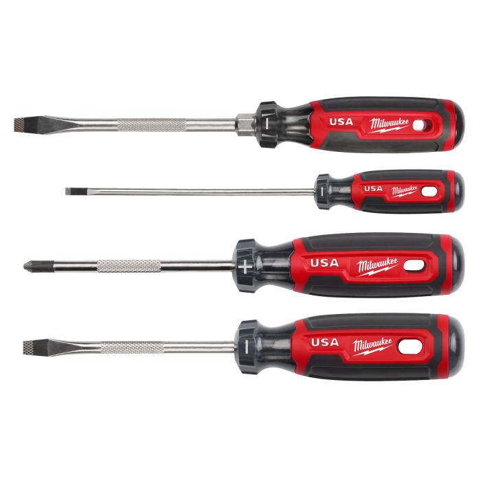Milwaukee Cushion Grip Screwdriver Set (4pcs) (SL5/16", SL3/16", PH#2, SL1/4") MT200-4