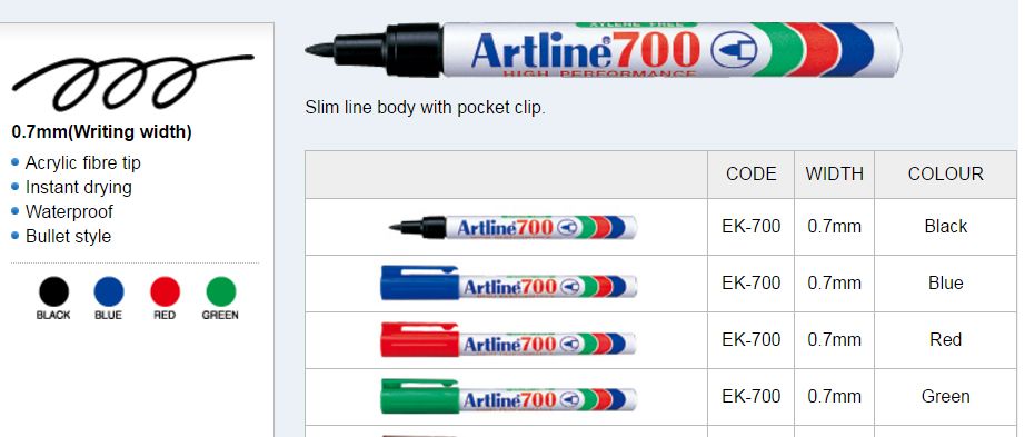 Artline Permanent Marker Pen 700 Red