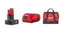MILWAUKEE M12™ Starter Pack B4 M12™ 4.0Ah REDLITHIUM™-ION Battery M12™ Charger M12™ Contractor Bag