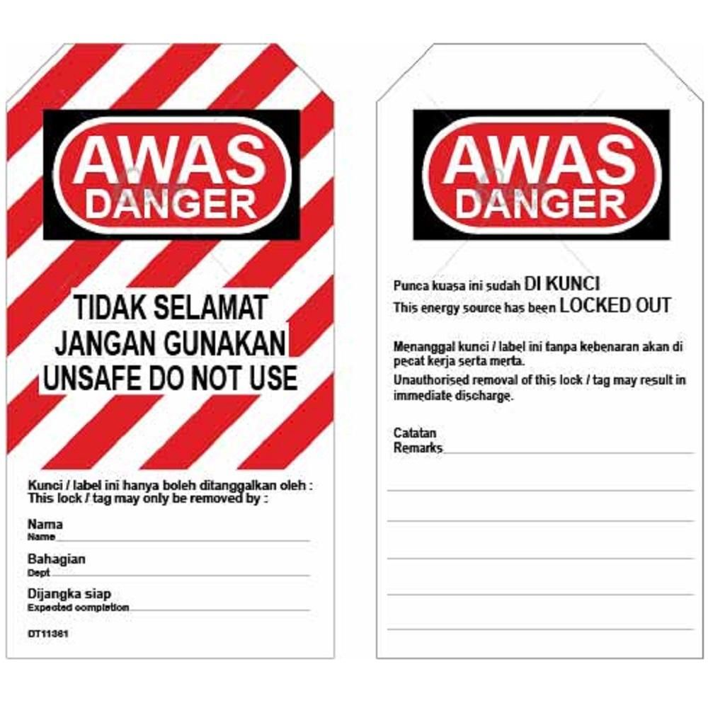 PROGUARD LOCKOUT TAG – DO NOT OPERATE/REMOVE@DILARANG MENGENDALI /MENANGGALKAN (FRONT) / AUTHORIZED PERSON DETAILS (BACK)_2SIDE PRINTING_DT11367