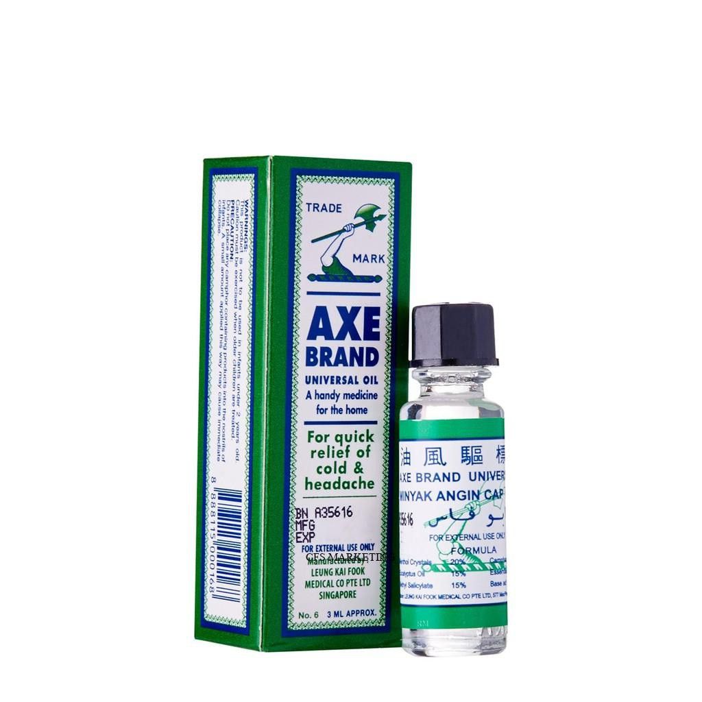 First Aid Refill Axe Brand Universal Oil Minyak Angin Cap Kapak (NO.6) 3ml / AXE / Universal Oil / Minyak Angin Cap Kapak / 3ml / First Aid / Refill