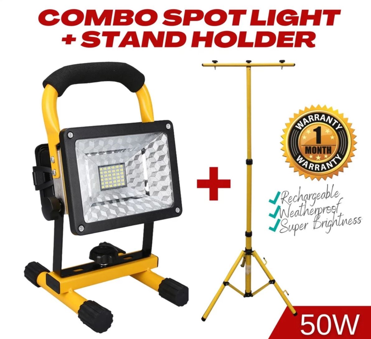 Sport Light Rechargeable Spot Light + LED Tripod Spotlight Stand Holder Bracket