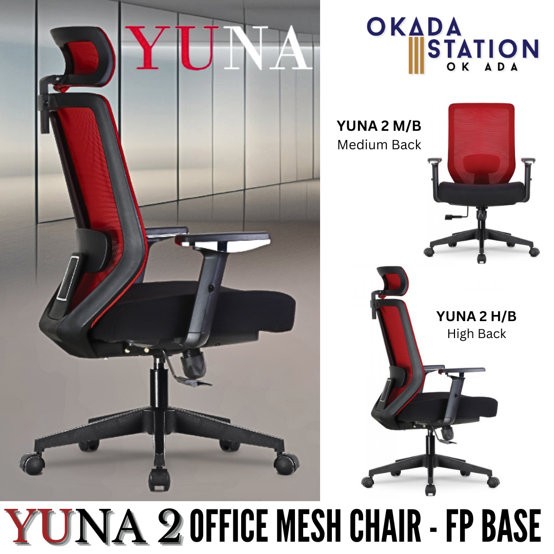 YUNA 2 ERGONOMIC OFFICE CHAIR - ALL SIZE / MESH SERIES / OFFICE CONFERENCE CHAIR / OFFICE SWIVEL CHAIR / EXECUTIVE CHAIR / DIRECTOR CHAIR / OFFICE CHAIR / FP HIGH BASE / FABRIC / PU LEATHER / YUNA 2