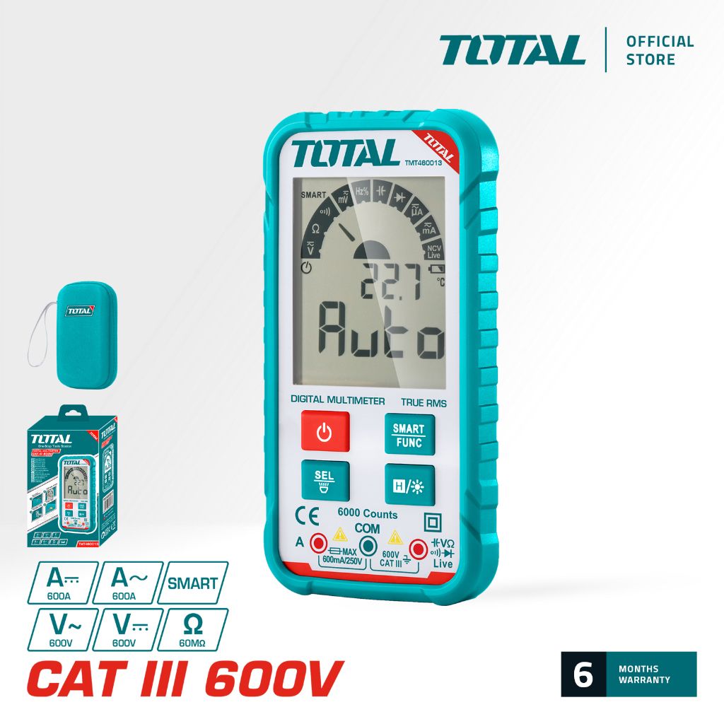 TOTAL DIGITAL MULTIMETER CATIII CATIV DISPLAY TRUE RMS COUNTS & NON-CONTACT VOLTAGE DETECTION (1000V/600V) TMT460013