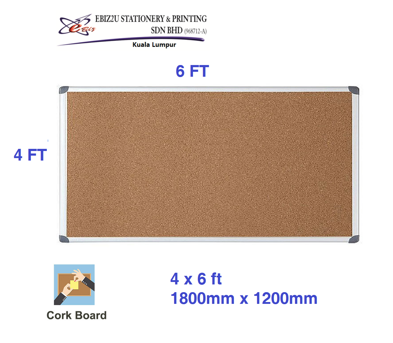 Writebest Aluminum Frame Notice Bulletin Cork Board (4' X 6')