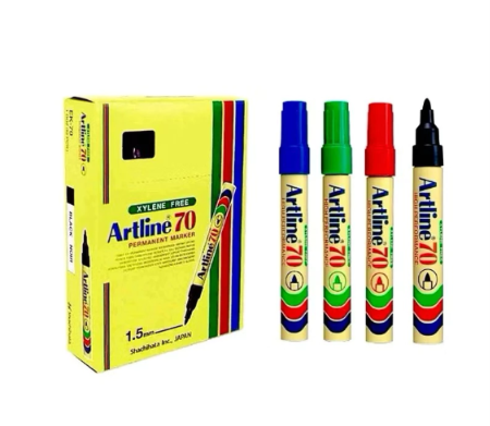 Artline 70 Permanent Marker Box Set (12pcs) - Medium Point 1.5mm | 11 Colours | Waterproof | Refillable  White
