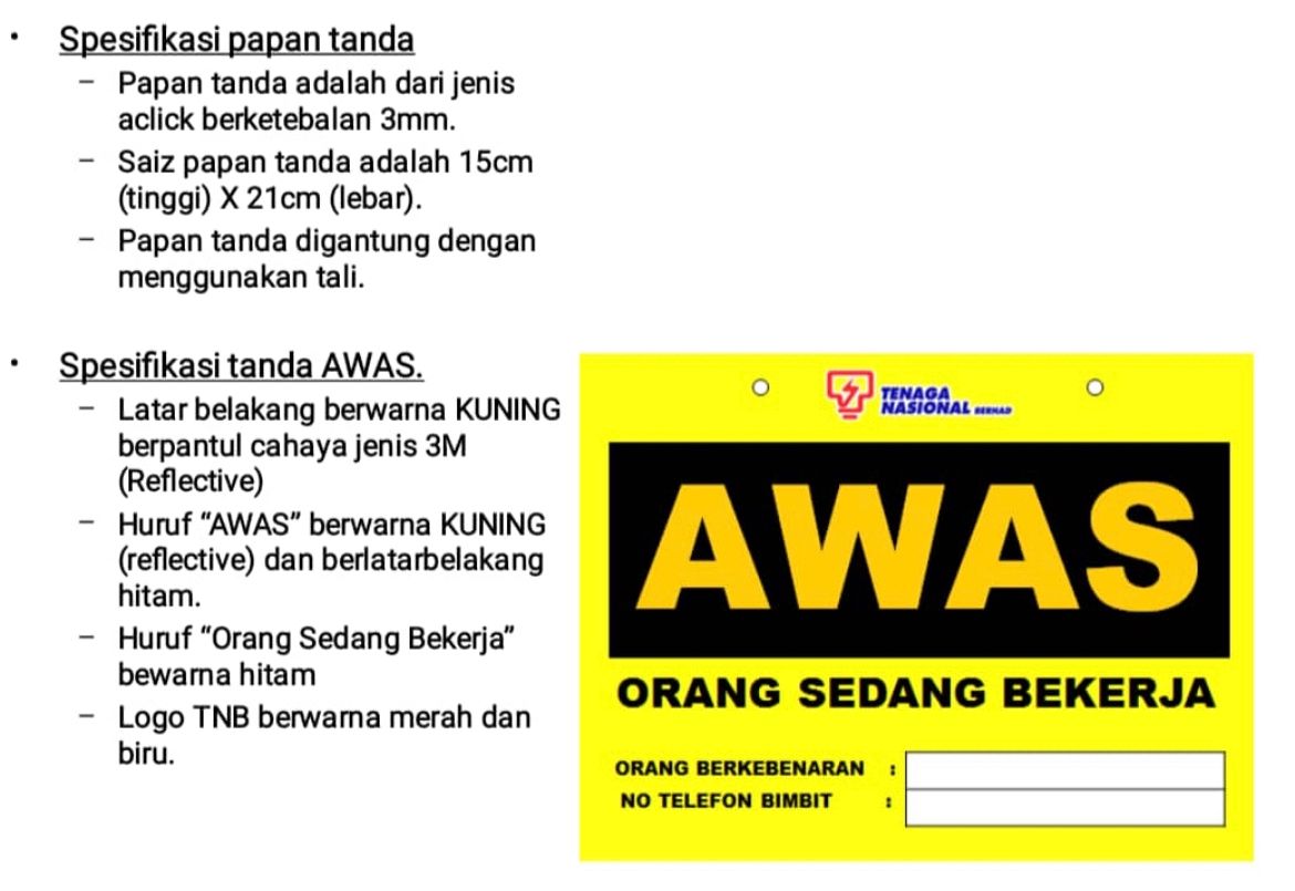 NAME PLATE BAHAYA RADAS AWAS ORANG SEDANG BEKERJA