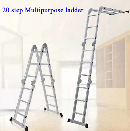 20 Step 5.7m Foldable Ladder Aluminium Ladder Multipurpose Ladder
