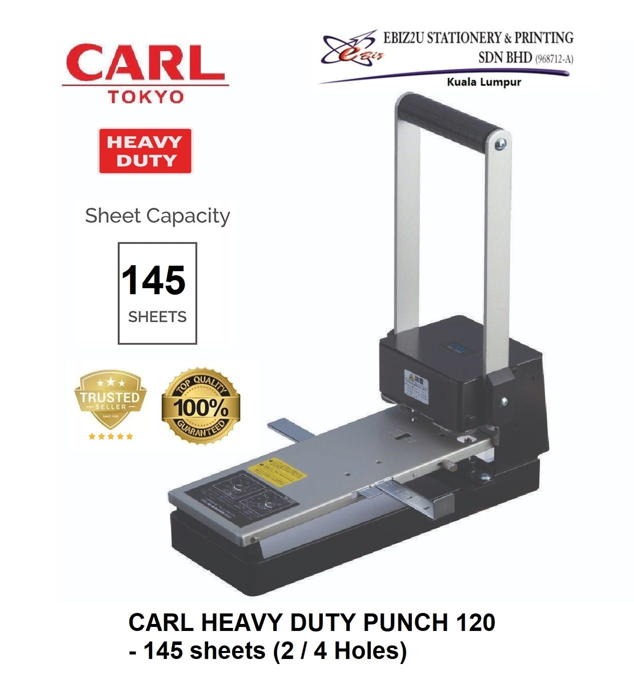 CARL HEAVY DUTY PUNCH 120 - 145 sheets (2 / 4 Holes) - penumbuk 2 lubang, puncher paper, 2 Hole Puncher, heavy duty puncher
