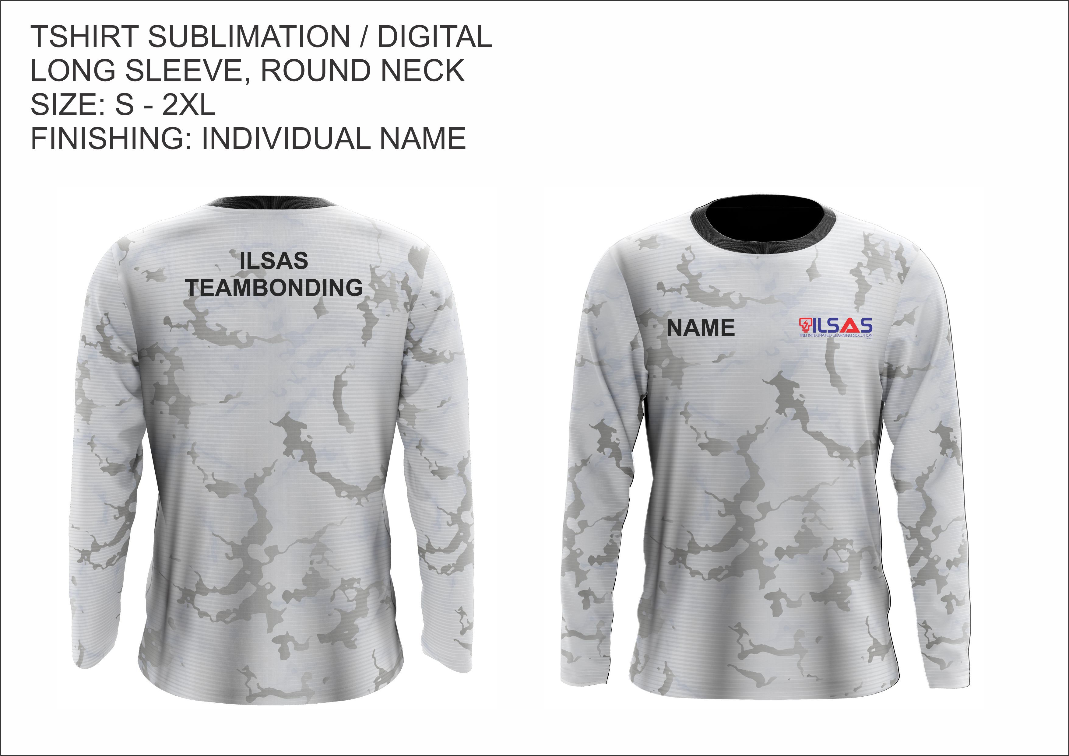 ILS 001 CUTOME MADE SUBLIMATION TSHIRT ROUND NECK LONG SLEEVE WITH INDIVIDUAL NAME (SIZE: S-2XL)