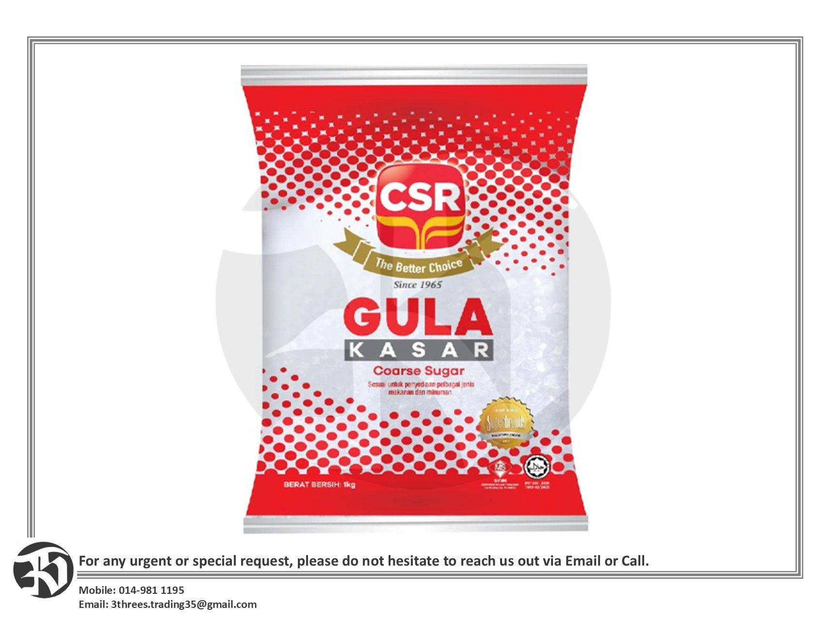 CSR Coarse White Sugar / Gula Pasir Kasar 1kg