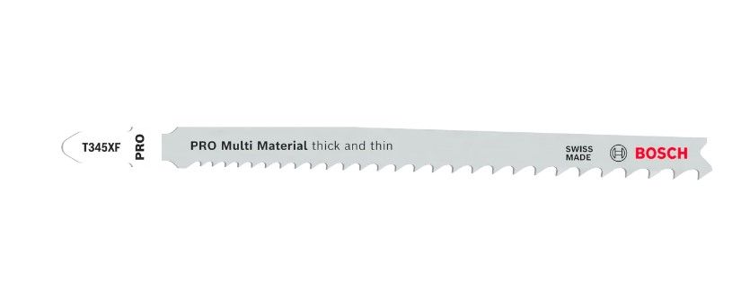 BOSCH PRO MULTI MATERIAL THICK AND THIN T345XF JIGSAW BLADE, 132 MM, 5 PCS (2608634994)