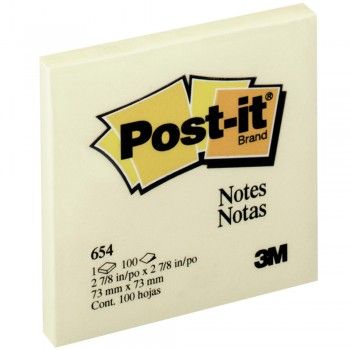 3M Post-it Notes Yellow 654 76mm x 76mm 100 sheets