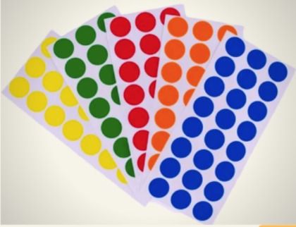COLOUR LABEL STICKERS 1017 - VARIANTS IN SIZE (15MM, 22MM, 25MM, 30MM) - YELLOW / PINK / BLUE - FAST LOCAL SUPPLIER
