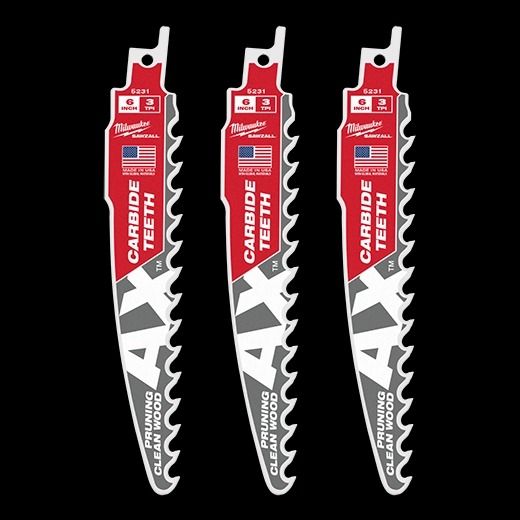 MILWAUKEE 6” 3TPI AX™ Pruning SAWZALL™ Blade w/ Carbide Teeth (3pcs)