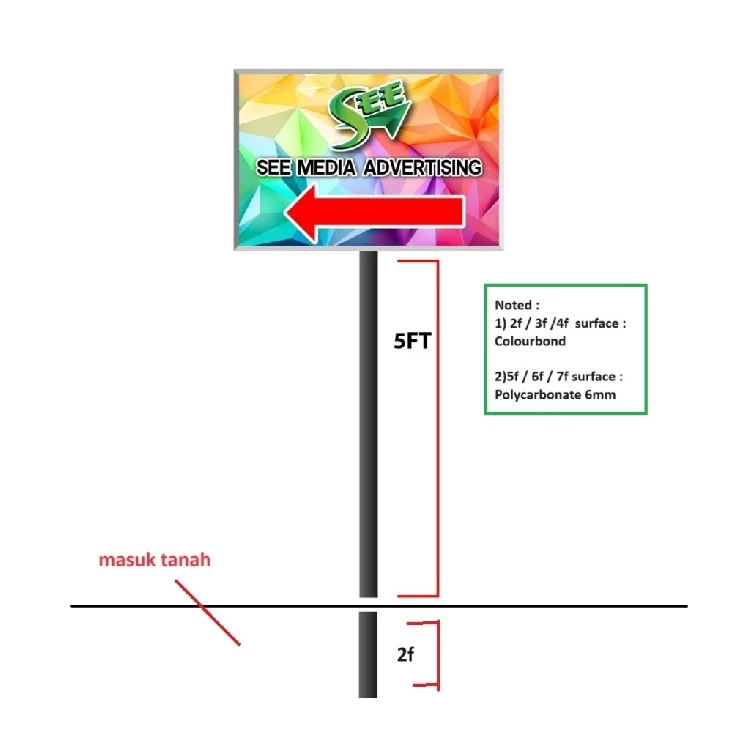 Custom ACP Signage With Pole Size 29.7x42cm