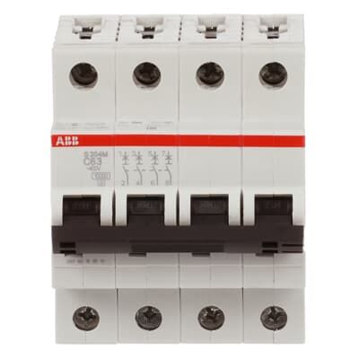 ABB S204M-C63 Miniature Circuit Breaker - S200M - 4P - 63 A - C - (AC) 10 kA MODEL: 2CDS274001R0634