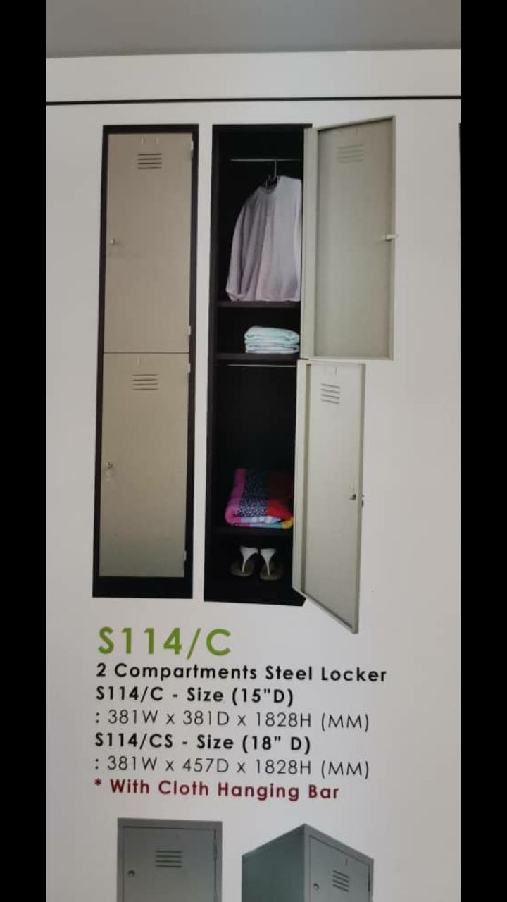 Steel Locker 2 Compartment 381mm x 381mm x 1828mm