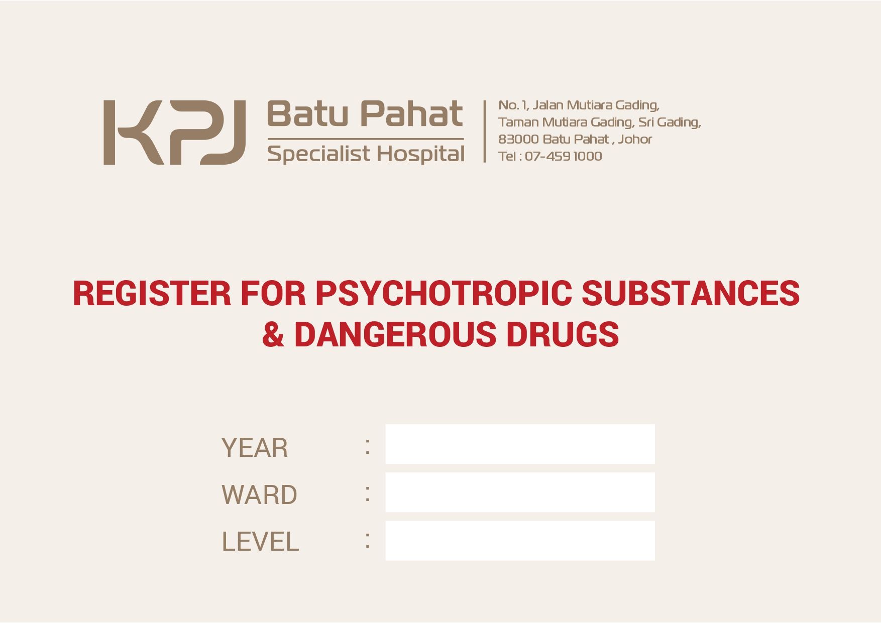Registration For Psyschotropic Substances & Dangerous Drug