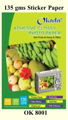 135 GMS ADHESIVE GLOSSY PHOTO PAPER /Okada /Paper /Glossy Photo Paper /Adhesive /135gms /Photo Paper