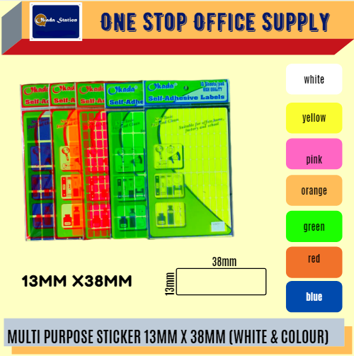 MULTI PURPOSE LABEL 13MM X 38MM -ALL COLOUR / Multi Purpose Label / Sticker Label / Colour Label / Colour Sticker / Label / Multipurpose Label