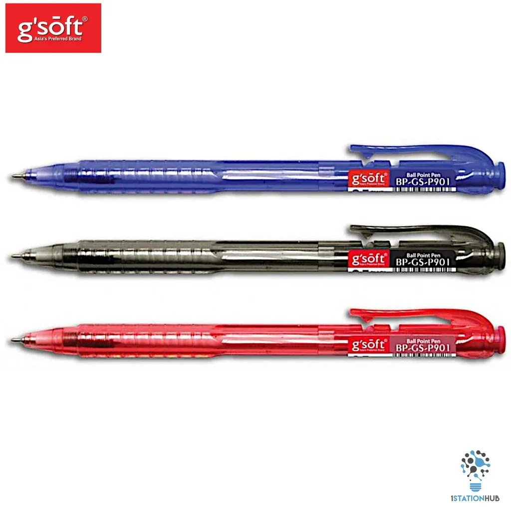 GSOFT RETRACTABLE BALL PEN 0.7MM (RED) 50PCS/BOX