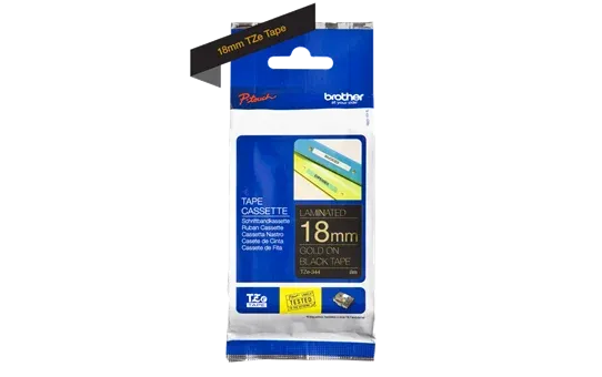 Brother TZe-344 Gold on Black (18mm) Tapes