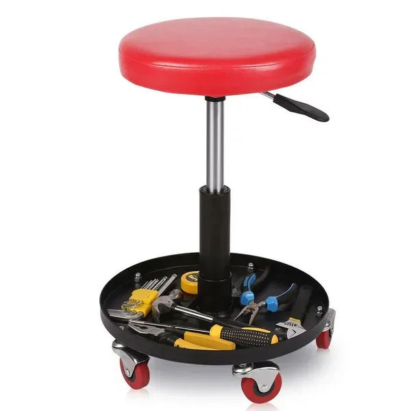 Adjustable Mechanics Rolling Creeper Seat with Tool Tray
