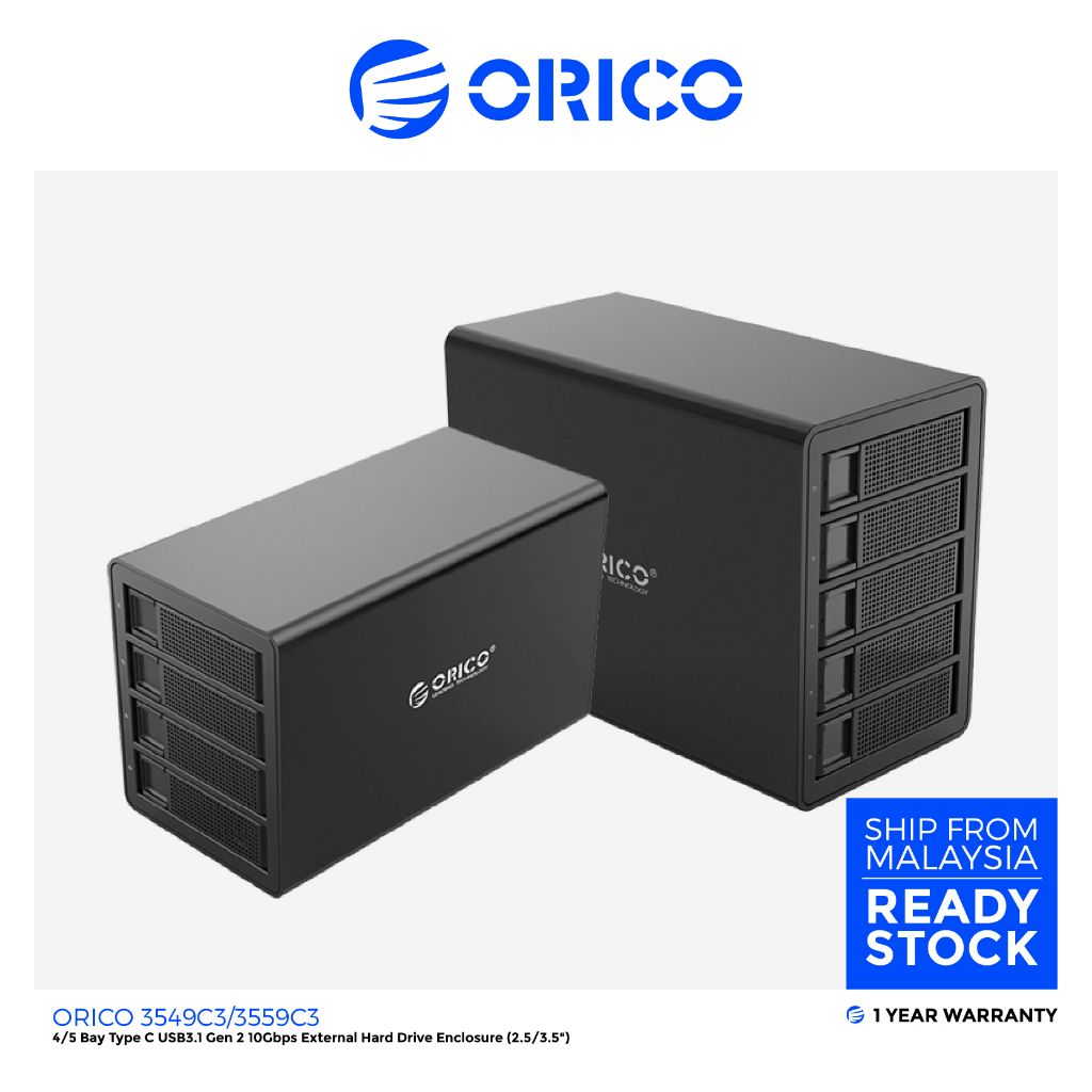 ORICO 3549C3 4 Bay Type C USB3.1 Gen 2 10Gbps External Hard Drive Enclosure (2.5/3.5")