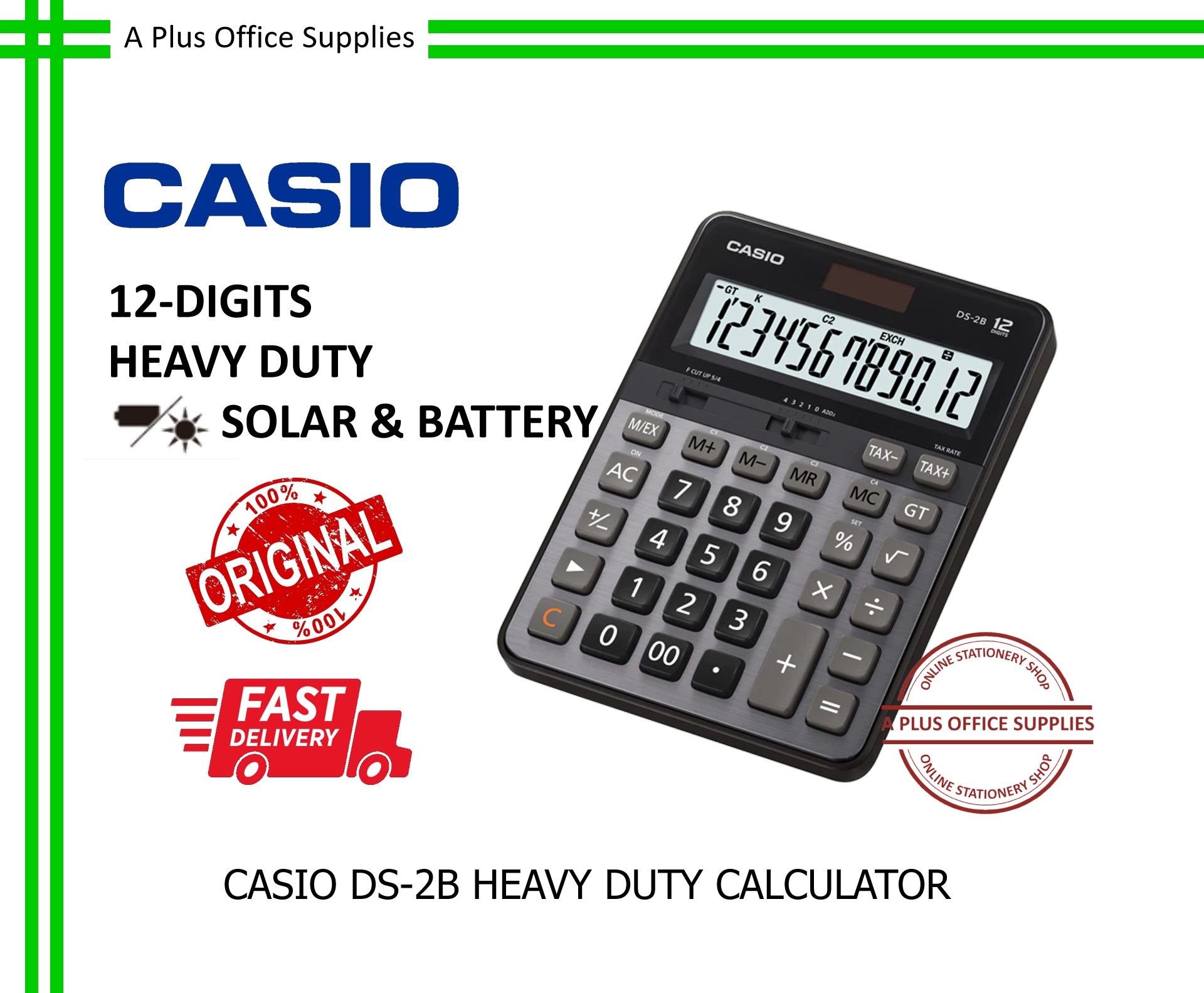 CASIO DS-2B Heavy Duty Calculator / Kalkulator Tugas Berat