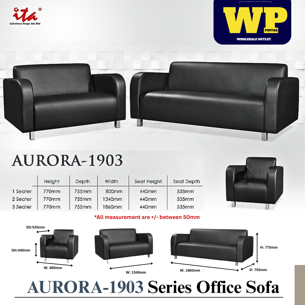 ITA UPHOLSTERY DESIGN AURORA SERIES OFFICE SOFA - ALL SIZE / SINGLE SEATER / DOUBLE SEATER / TRIPLE SEATER / 1+2+3 SEATER SET / VISITOR SOFA / PU LEATHER / FABRIC / SOFA PELAWAT / SOFA PEJABAT / SOFA / AURORA-1903
