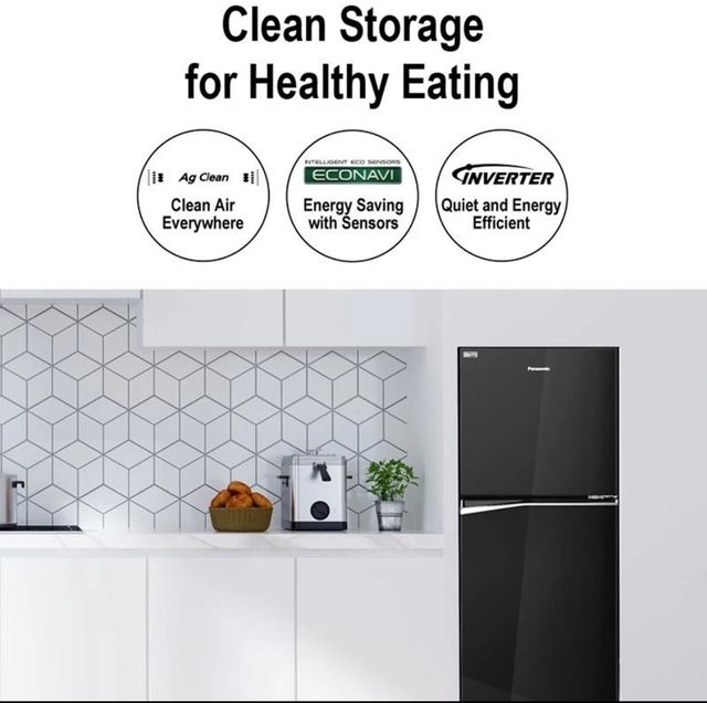 PANASONIC 2 Door Top Freezer Refrigerator Econavi Inverter (210L) NR-BB211PKMY