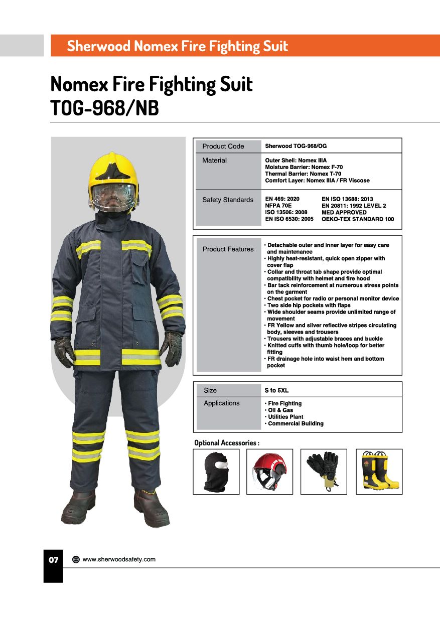 SHERWOOD NOMEX FIRE FIGHTING SUIT (TOG) - EN 469