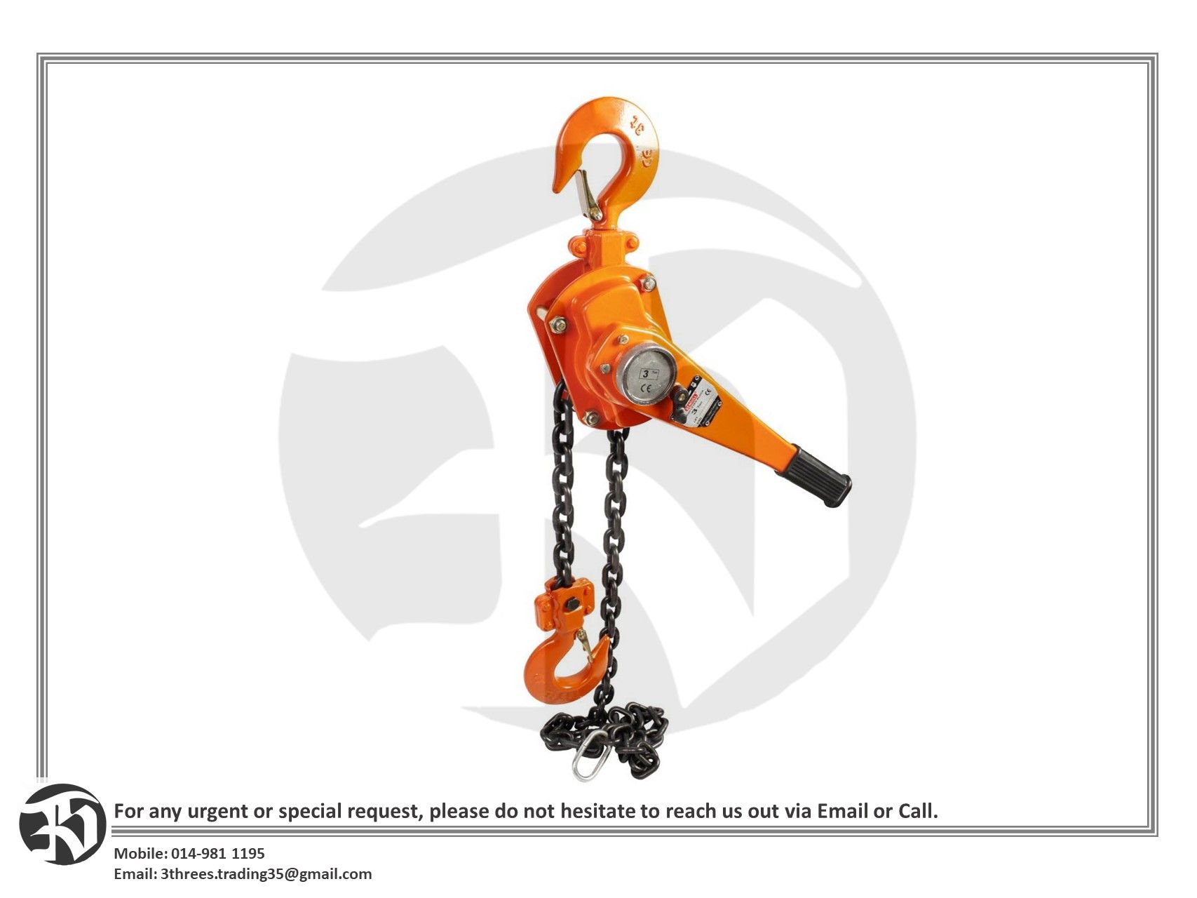 KADON Lever Block 0.75 Ton 1.5 Meter Load Chain Lever Hoist