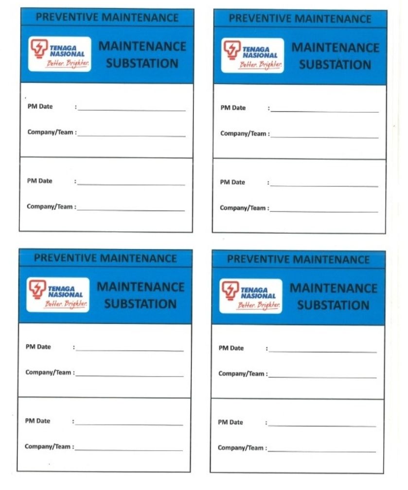 Sticker Preventive Maintenance Substation