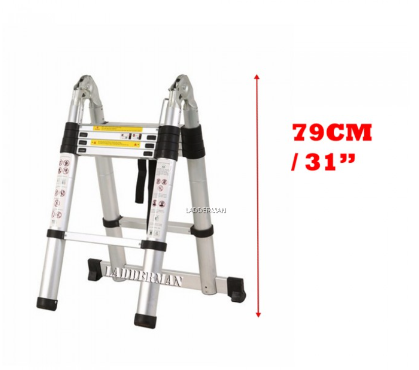 3.2M (1.6M+1.6M) DOUBLE-SIDED MULTIPURPOSE TELESCOPIC EXTENDABLE ALUMINIUM LADDER T2W16