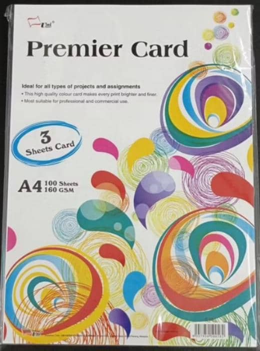 A4 160gsm Premier card 100's/rim