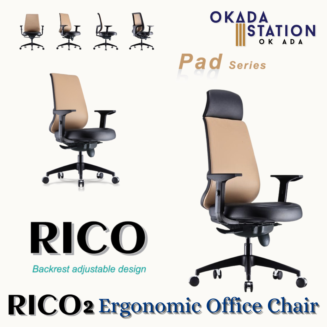 CLASSIC CHAIR RICO 2 ERGONOMIC OFFICE EXECUTIVE CHAIR WITH NYLON LEG - ALL SIZE (PU LEATHER) / CLASSIC CHAIR / PAD SERIES / RICO 2 SERIES / ERGONOMIC OFFICE CHAIR / EXECUTIVE CHAIR / ERGONOMIC EXECUTIVE CHAIR / OFFICE CHAIR / CHAIR / RICO
