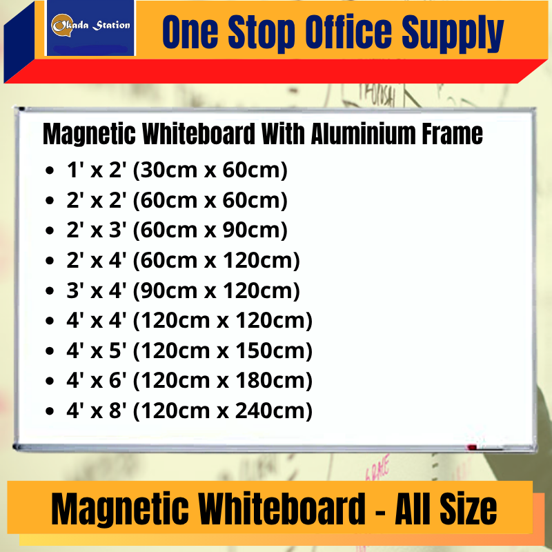 MAGNETIC WHITE BOARD -ALL SIZE / Magnetic Whiteboard / Whiteboard / White Board / Magnetic Whiteboard With Aluminium Frame