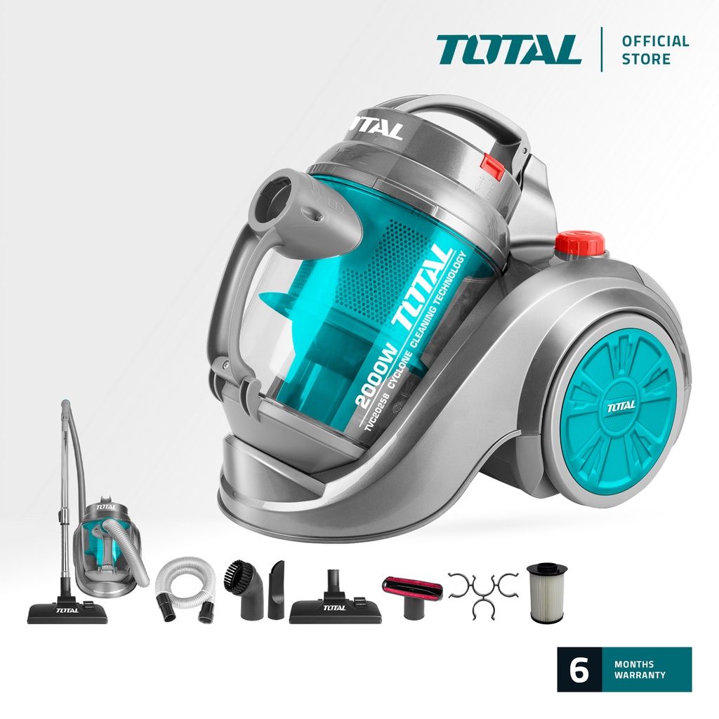 TOTAL TVC20258 VACUUM CLEANER 2000W (EQUIPPED WITH HEPA FILTER AND MULTI CYCLONE CHAMBER TO SEPARATE MICRO DUST FROM AIR EFFECTIVELY.)