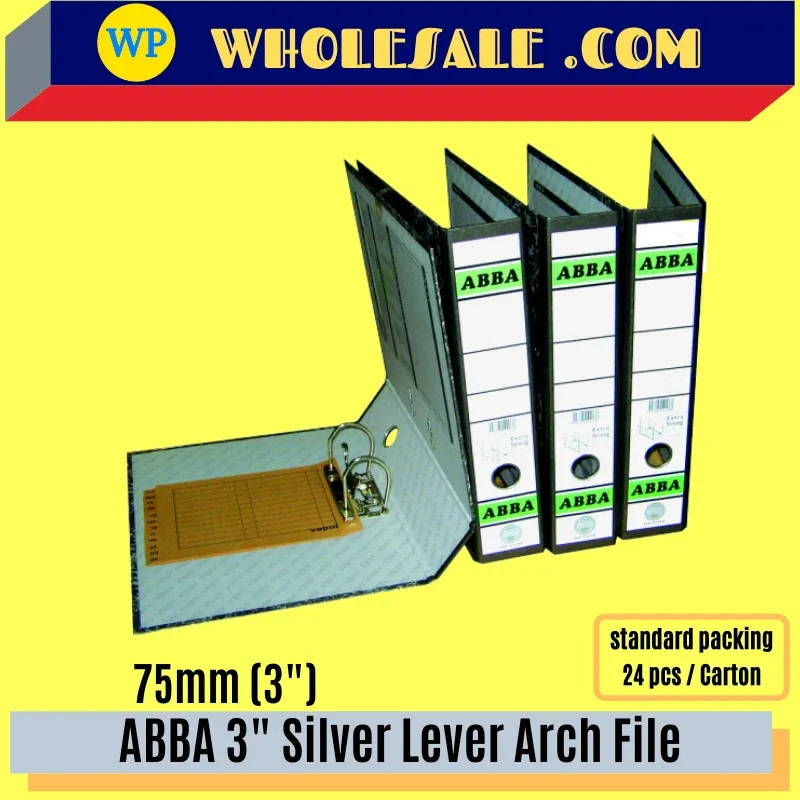 3" ABBA SILVER LEVER ARCH FILE / ABBA/ LEVER ARCH / FILE/ 3" ARCH FILE # 75MM
