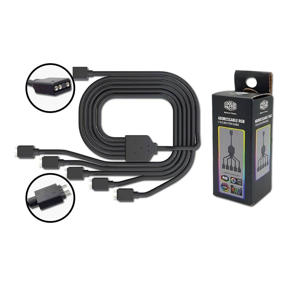 COOLER MASTER ADDRESSABLE RGB 1-TO-5 SPLITTER CABLE FOR MASTERFAN ARGB 5V LED FAN
