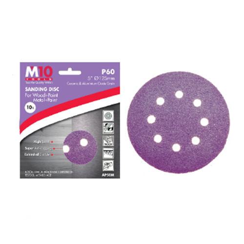 M10 5" With 8 Hole Purple Velcro Sanding Disc