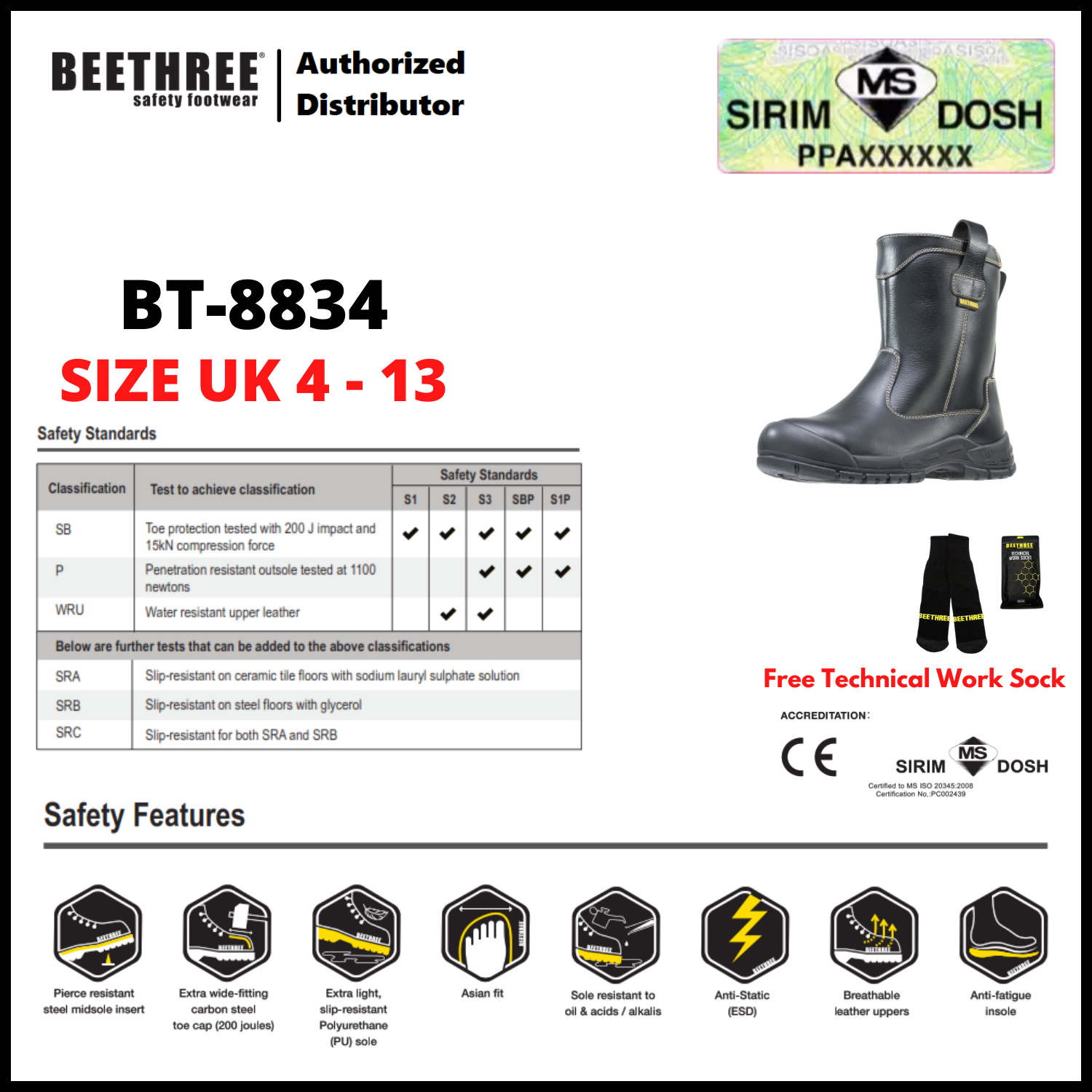 BEETHREE SAFETY FOOTWEAR BT-8834 9.5-inch Pull-Up Boots