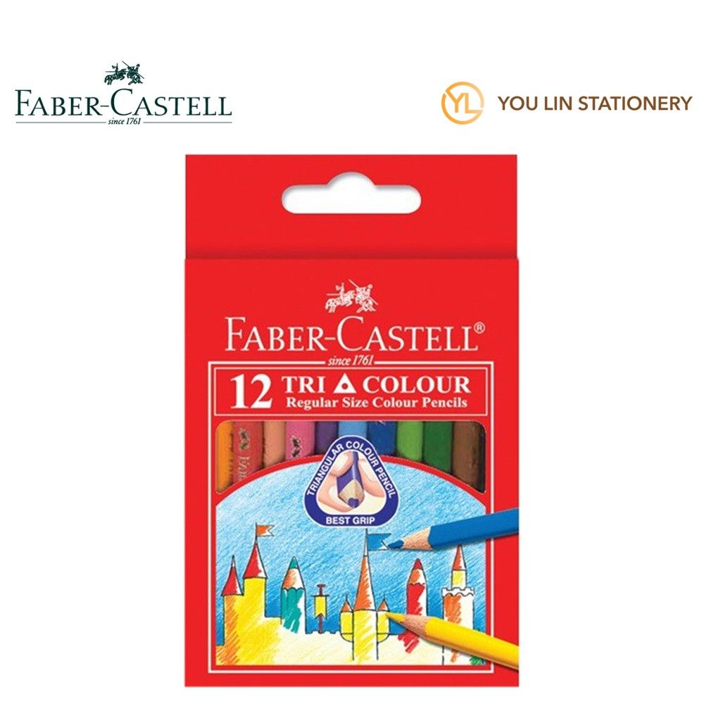 FABER CASTELL 12TRI COLOUR PENCIL SHORT 12BOX/PAC