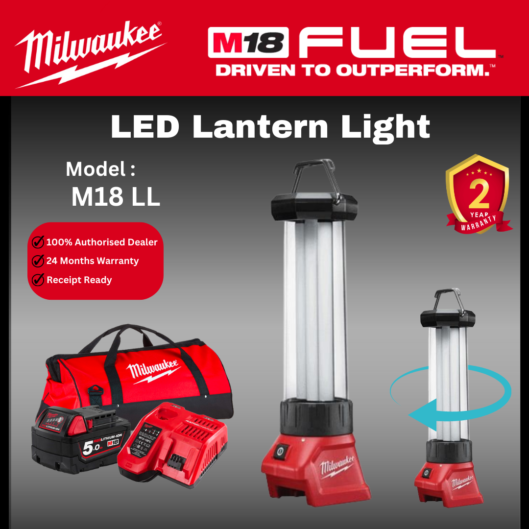 MILWAUKEE M18 180-360 LED Lantern Light 700 Lumen / M18 LL / LL-0 / Torch Light / Table Light / Led Light / Lantern Light / Work Light / Lampu Kerja / Milwaukee Light / Milwaukee Lampu